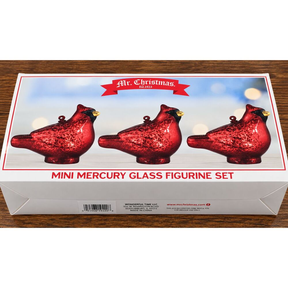 Mr. Christmas Mini Mercury Glass 4.5" Figurine Cardinal Red Bird NIB Light up